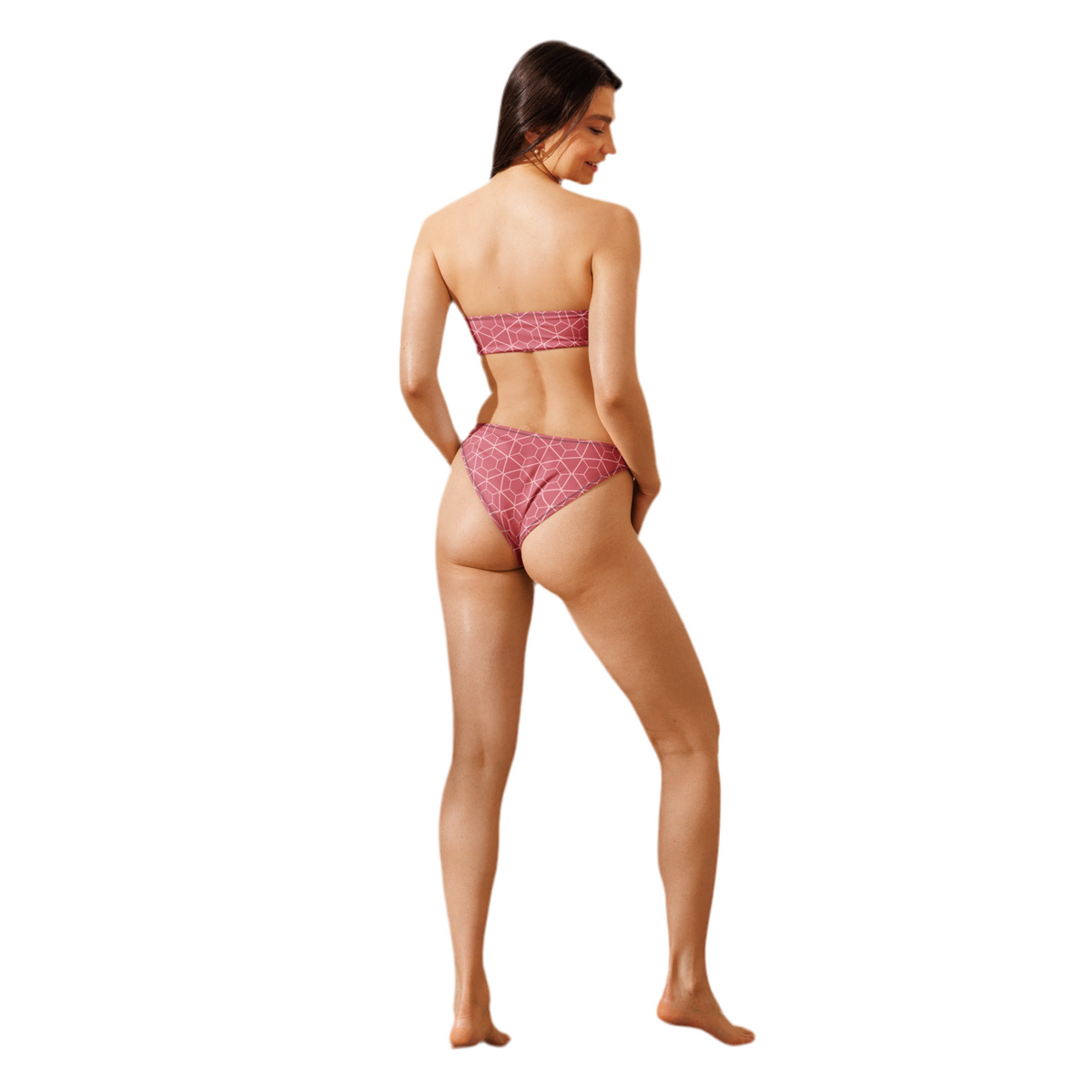 Color Recycled bandeau bikini (detail) — swimwear for Black women — Pink Butter