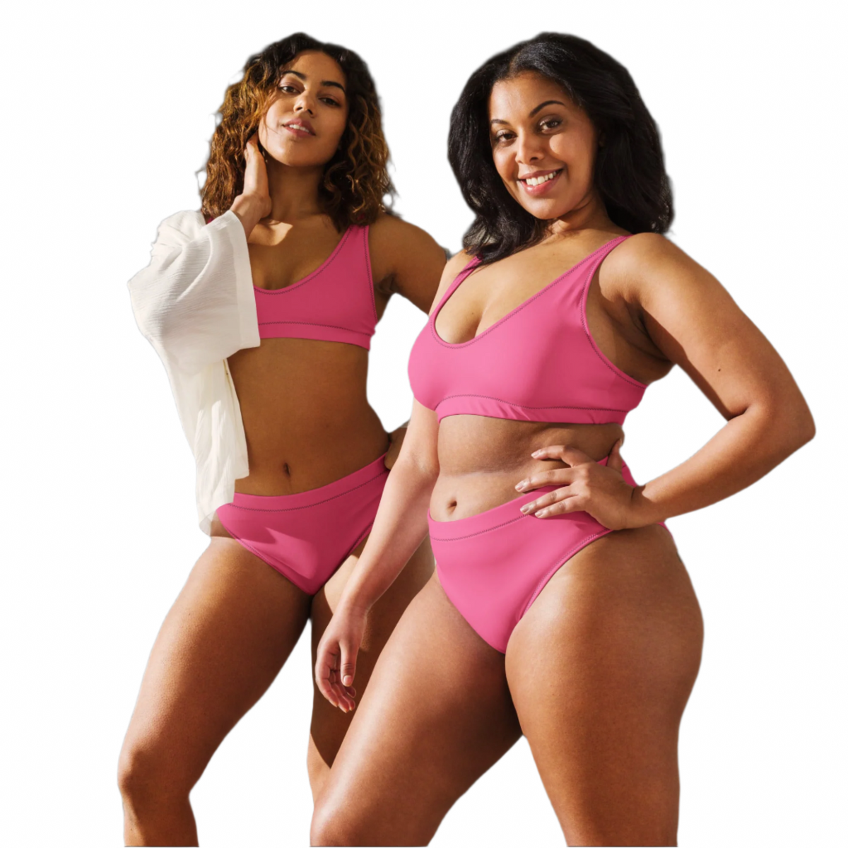Brink  Pink Recycled high-waisted bikini (back) — swimwear for Black women — Pink Butter